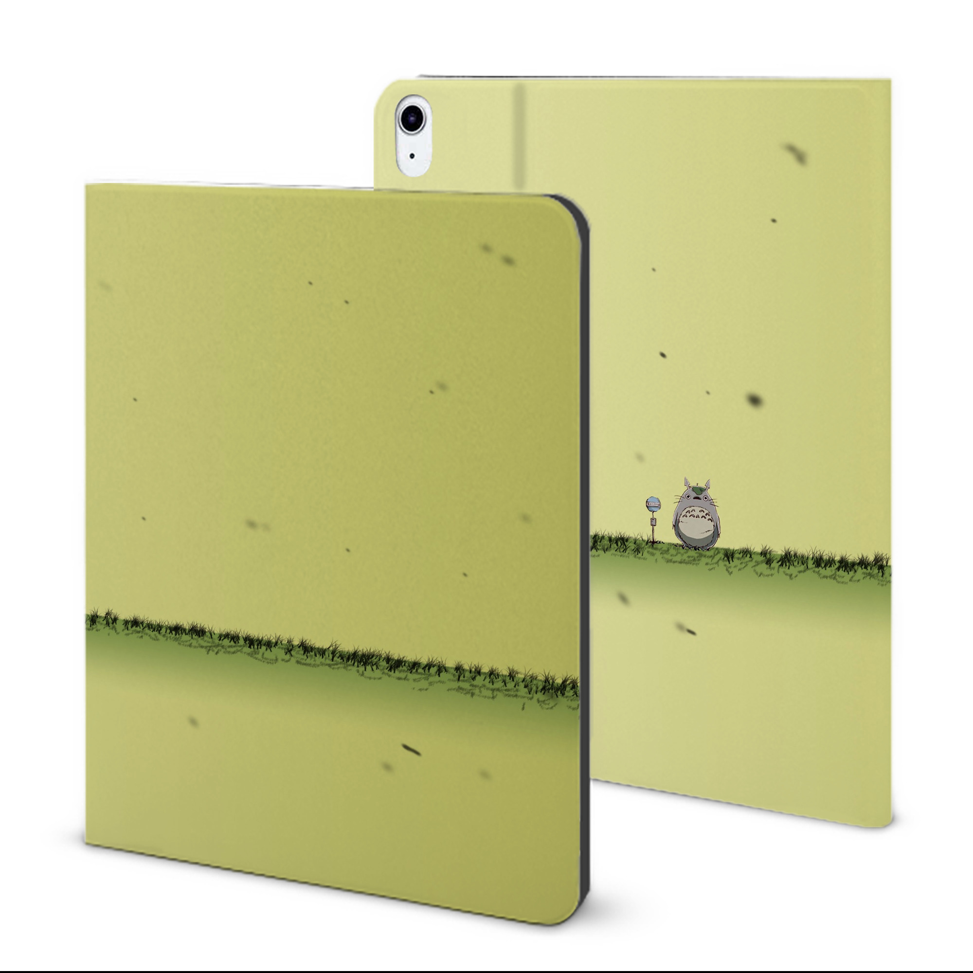 （画像用） となりのトトロ 草壁メイ 草壁サツキ My Neighbor Totoro Satsuki Kusakabe Mei Kusakabe IPad ケース ブック型 PUレザー TPU 耐衝撃 軽量 薄型 ペン収納なし 全面保護 IPad 各モデル対応